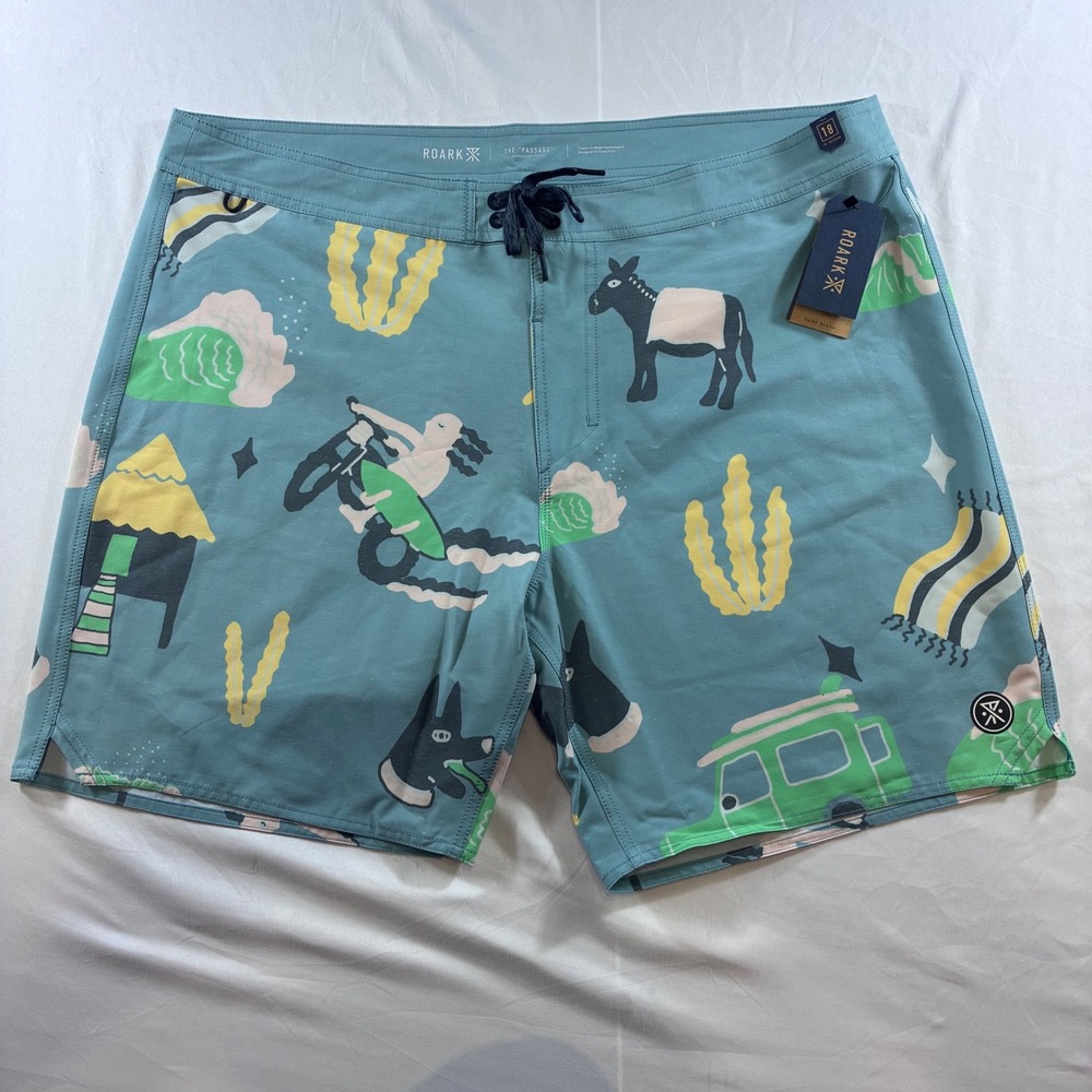 Roark Passage 18 Viaje Boardshorts Agave Blue Hemp Blend Mens 40 RB405 New